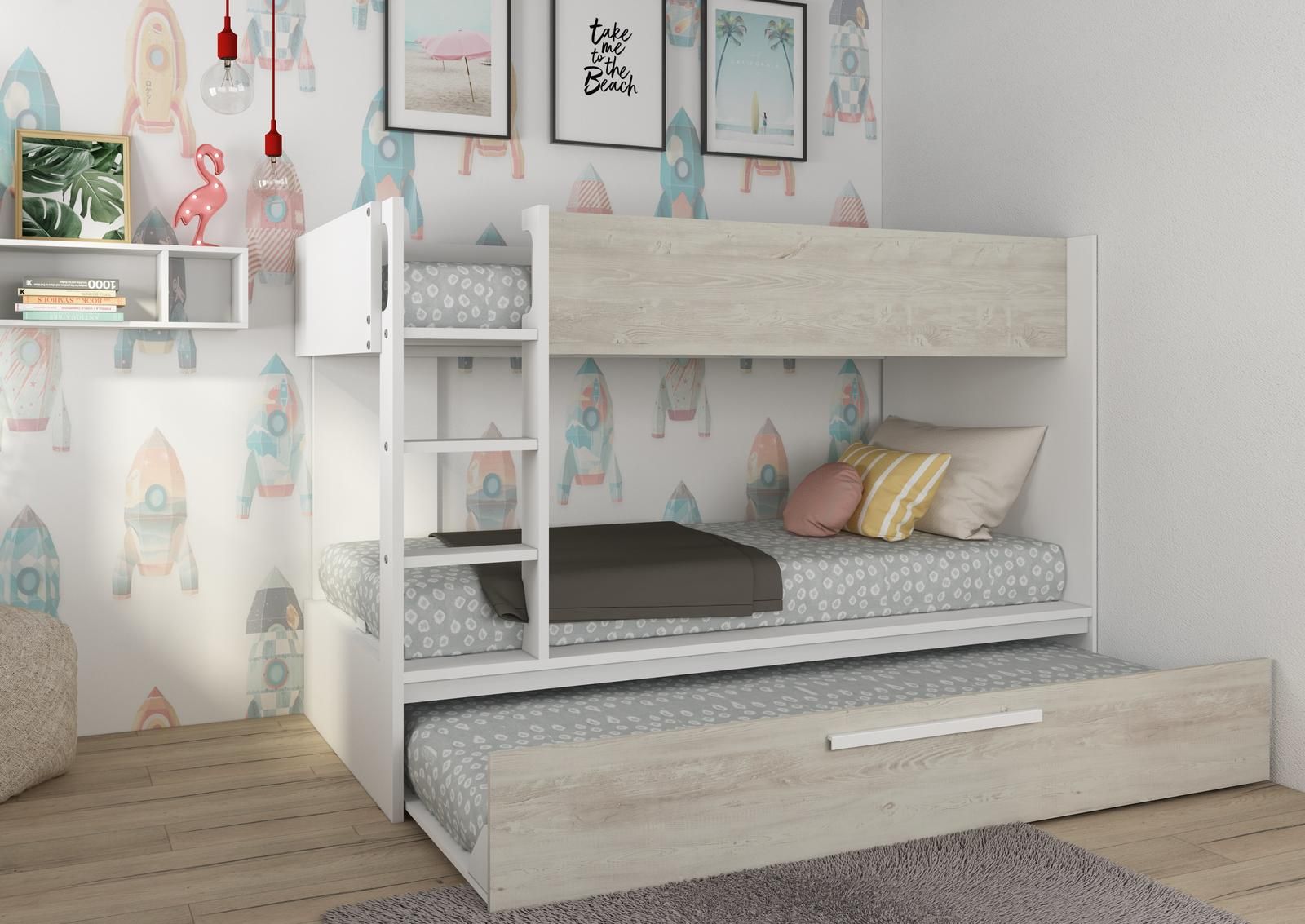 Aldo Dětská patrová postel s přistýlkou Cascina - white - Nábytek ALDO
