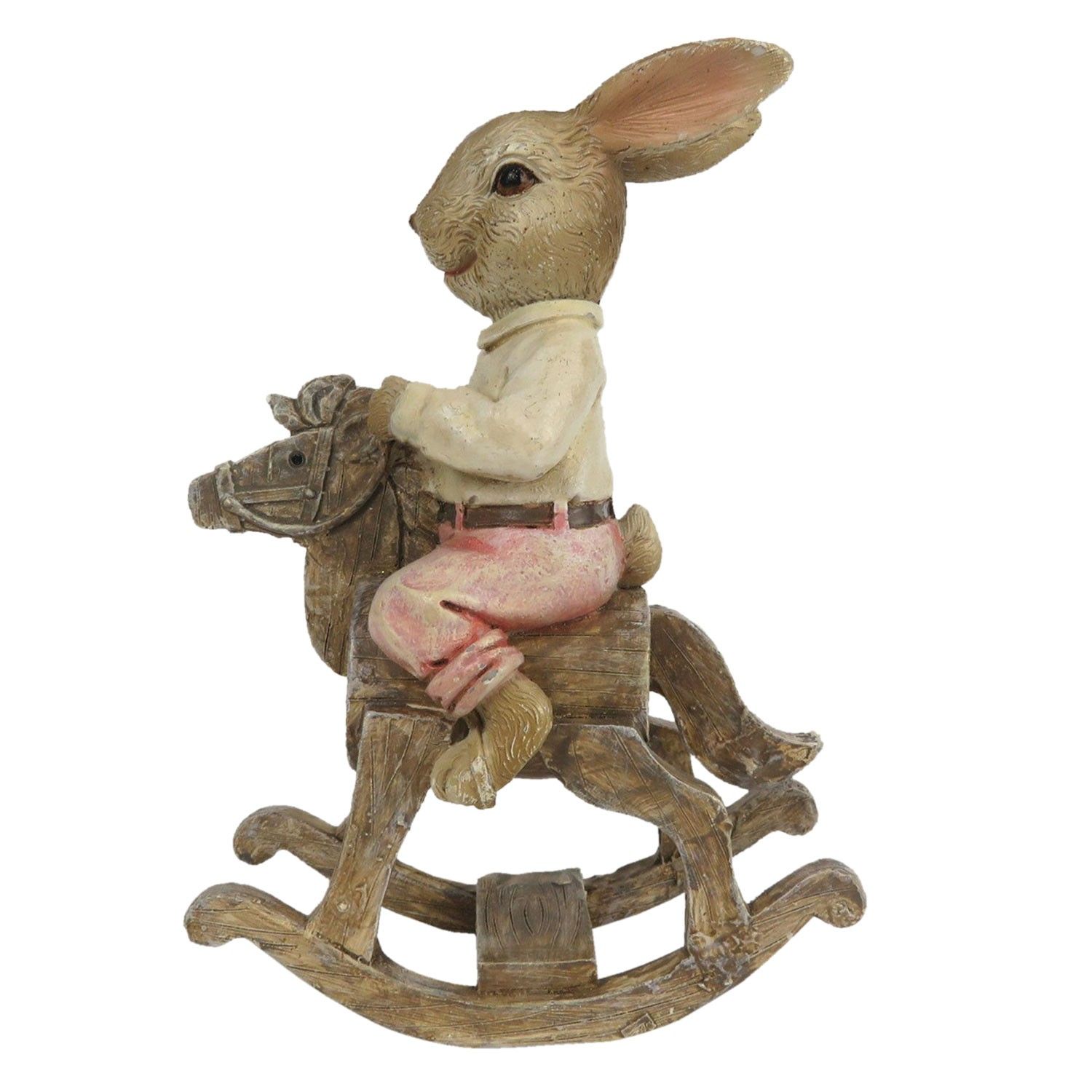 Dekorace králíka na houpacím koníkovi - 9*4*13 cm Clayre & Eef - LaHome - vintage dekorace