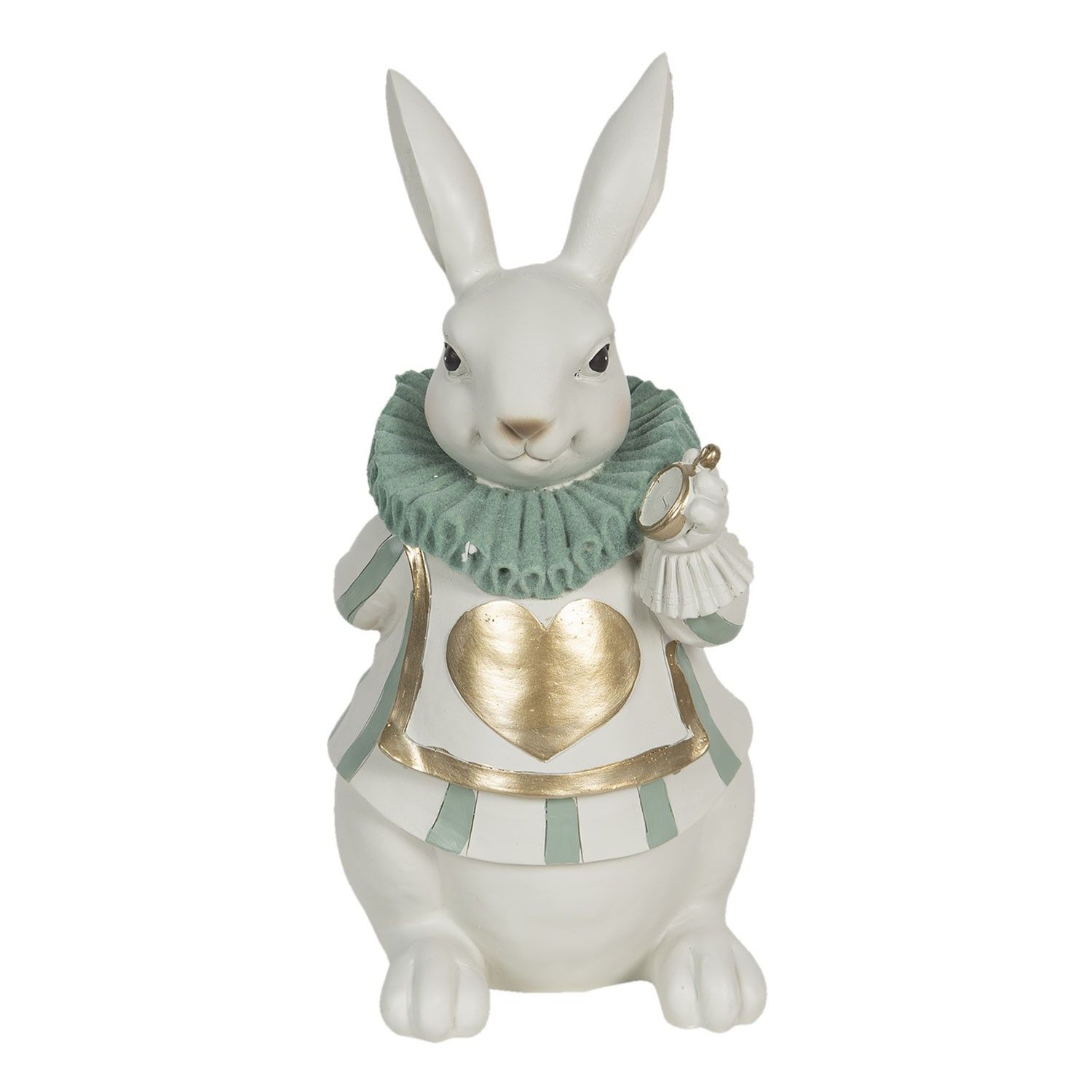 Dekorace králíka se zlatým srdíčkem - 17*14*33 cm Clayre & Eef - LaHome - vintage dekorace