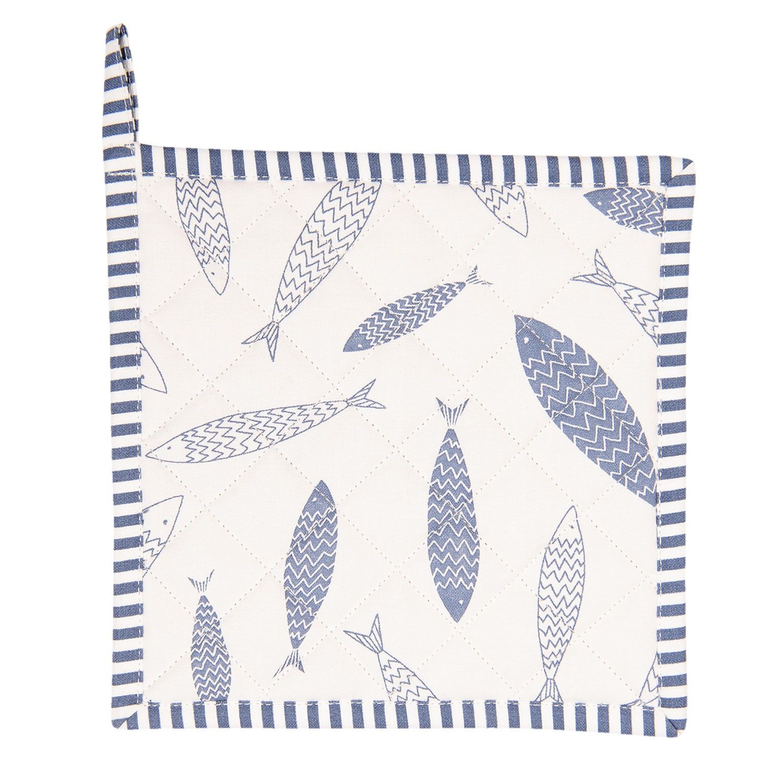 Bavlněná podložka pod hrnce Nautical Fish - 20*20 cm Clayre & Eef - LaHome - vintage dekorace