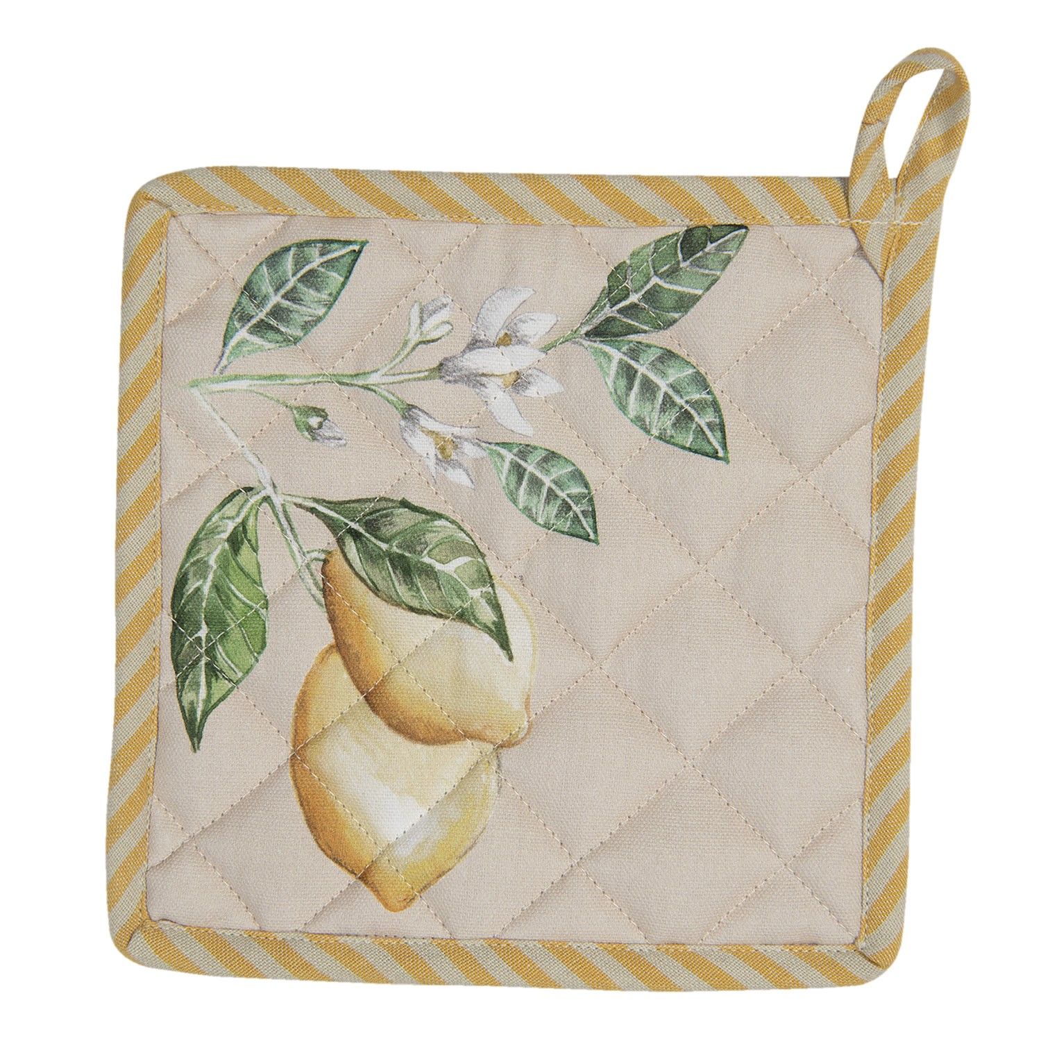 Bavlněná podložka pod hrnec s motivem citrónů Lemons & Leafs - 20*20 cm Clayre & Eef - LaHome - vintage dekorace