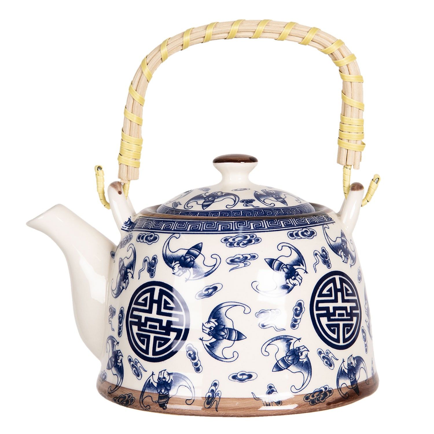 Konvice na čaj se sítkem a modrými ornamenty - 18*14*12 cm / 0,8L Clayre & Eef - LaHome - vintage dekorace