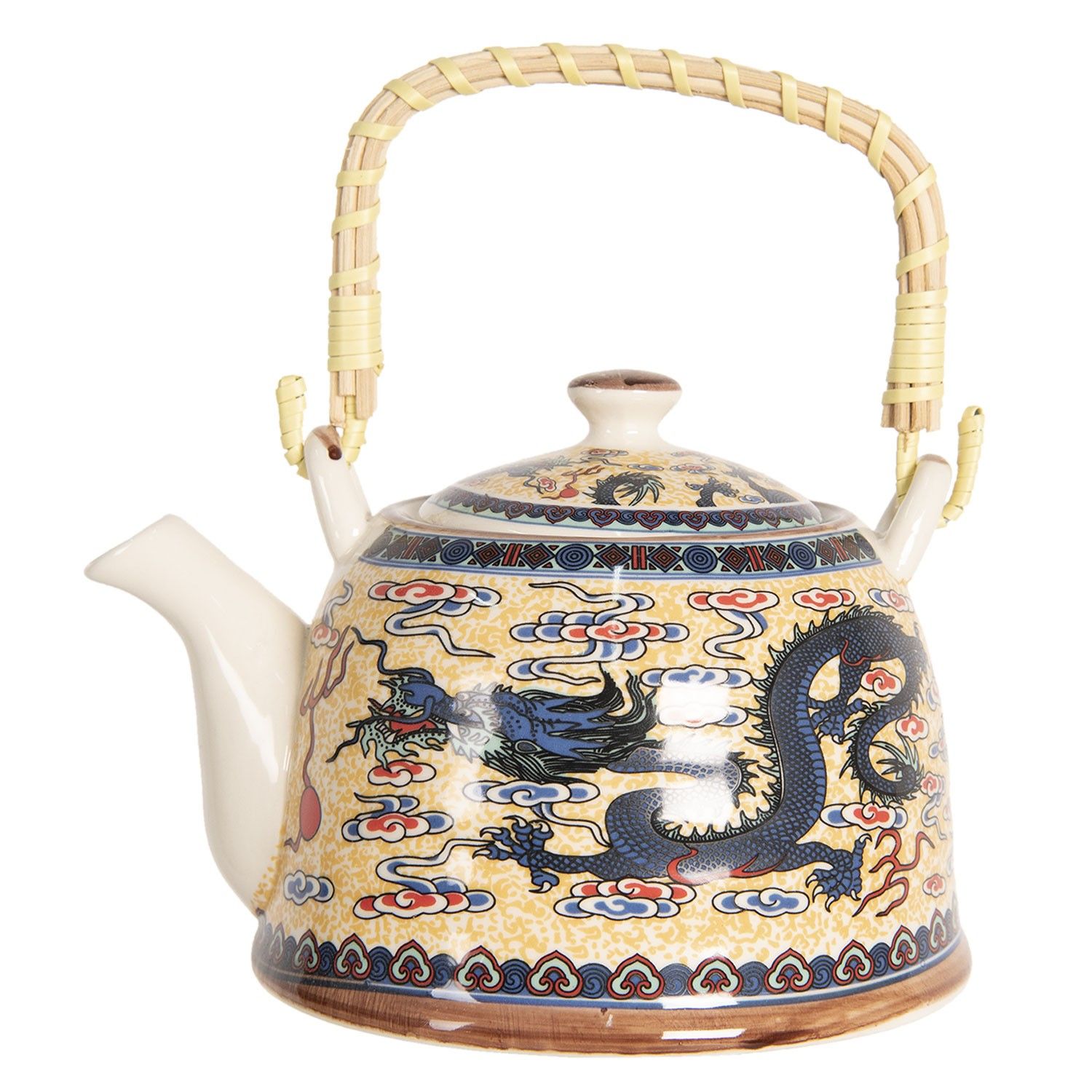 Porcelánová konvice na čaj s drakem - 18*14*12 cm / 0,8L Clayre & Eef - LaHome - vintage dekorace