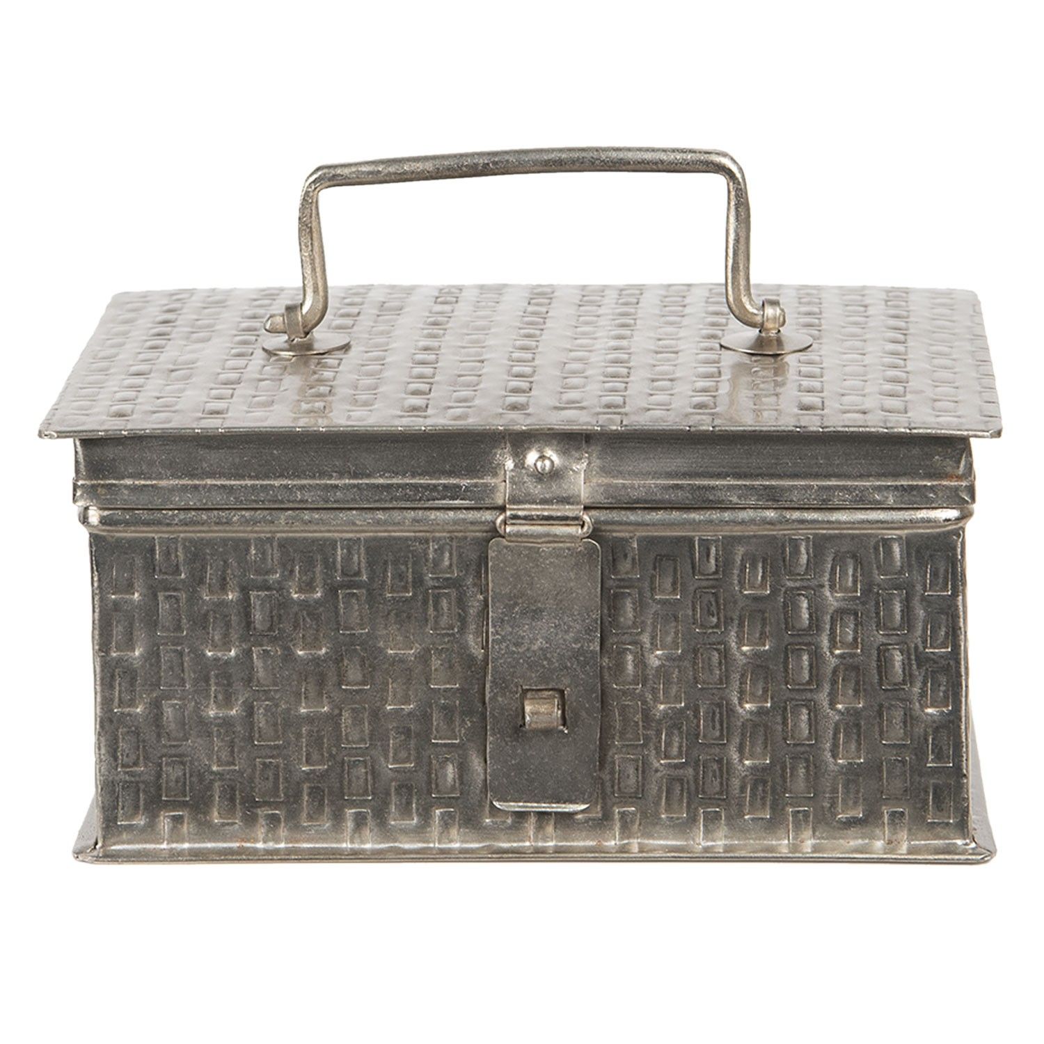Stříbrný kovový úložný box Marcelon - 21*14*11 cm Clayre & Eef - LaHome - vintage dekorace