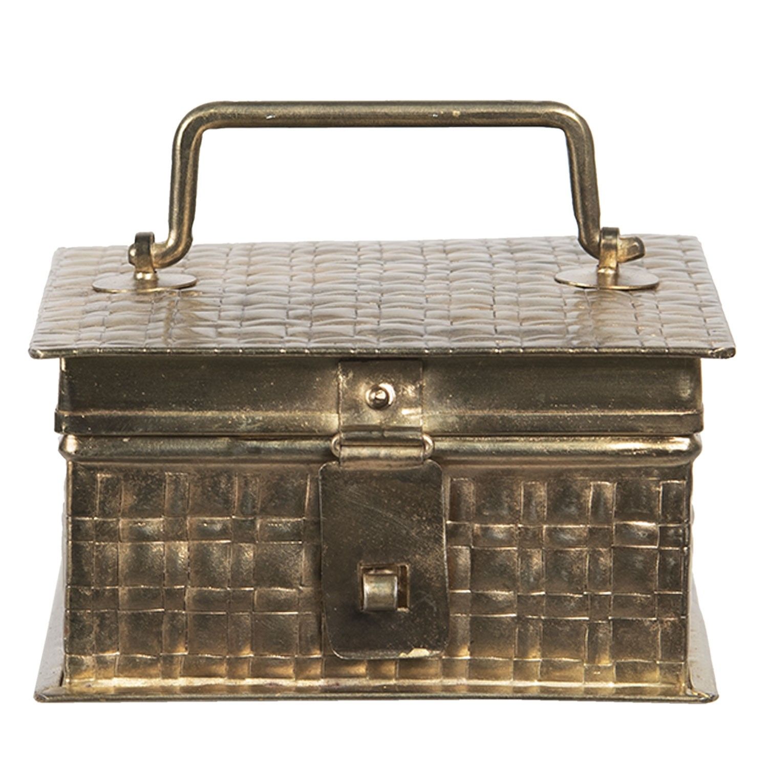 Zlatý kovový úložný box Marcelon - 14*14*8 cm Clayre & Eef - LaHome - vintage dekorace