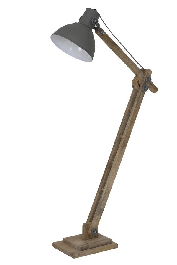 Šedá dřevěná stojací lampa Elmer cement - 84*26*125 cm Light & Living - LaHome - vintage dekorace