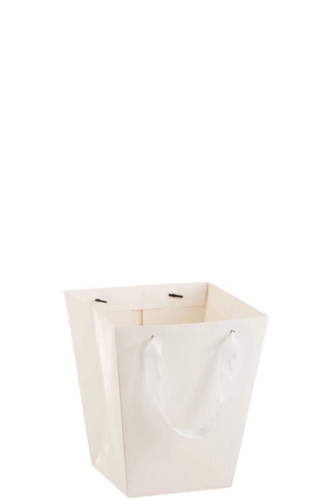 Bílý voděodolný květináč ve tvaru dárkové tašky - 22*22*25 cm J-Line by Jolipa - LaHome - vintage dekorace