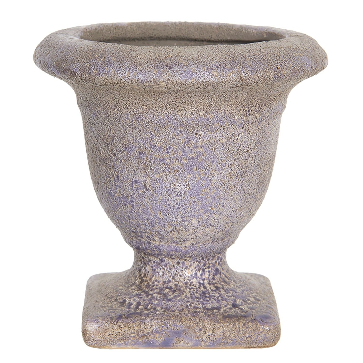 Fialový keramický květináč s patinou v antickém stylu Tasse – Ø 12*12 cm Clayre & Eef - LaHome - vintage dekorace