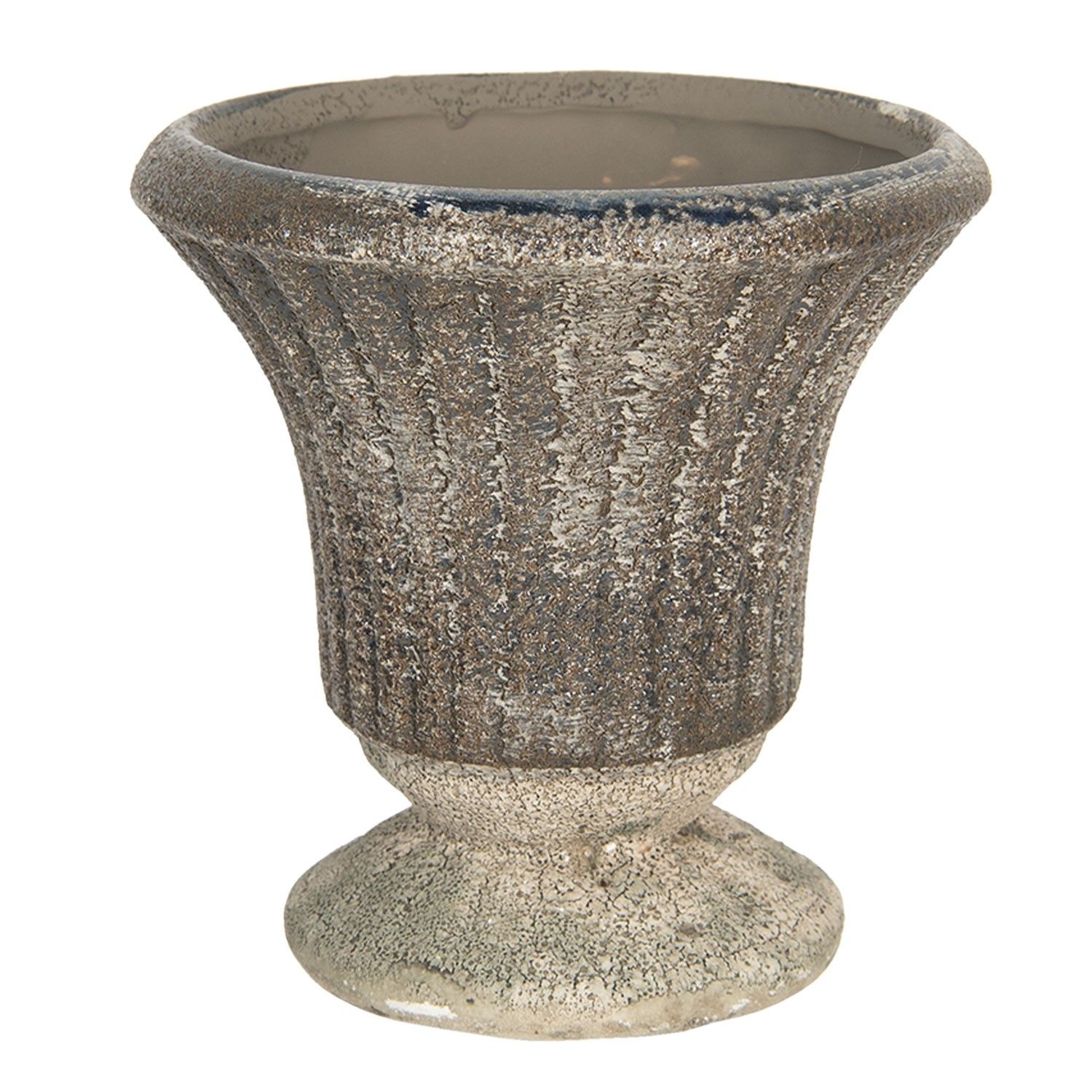 Hnědý keramický květináč s patinou v antickém stylu Tasse – Ø 13*13 cm Clayre & Eef - LaHome - vintage dekorace