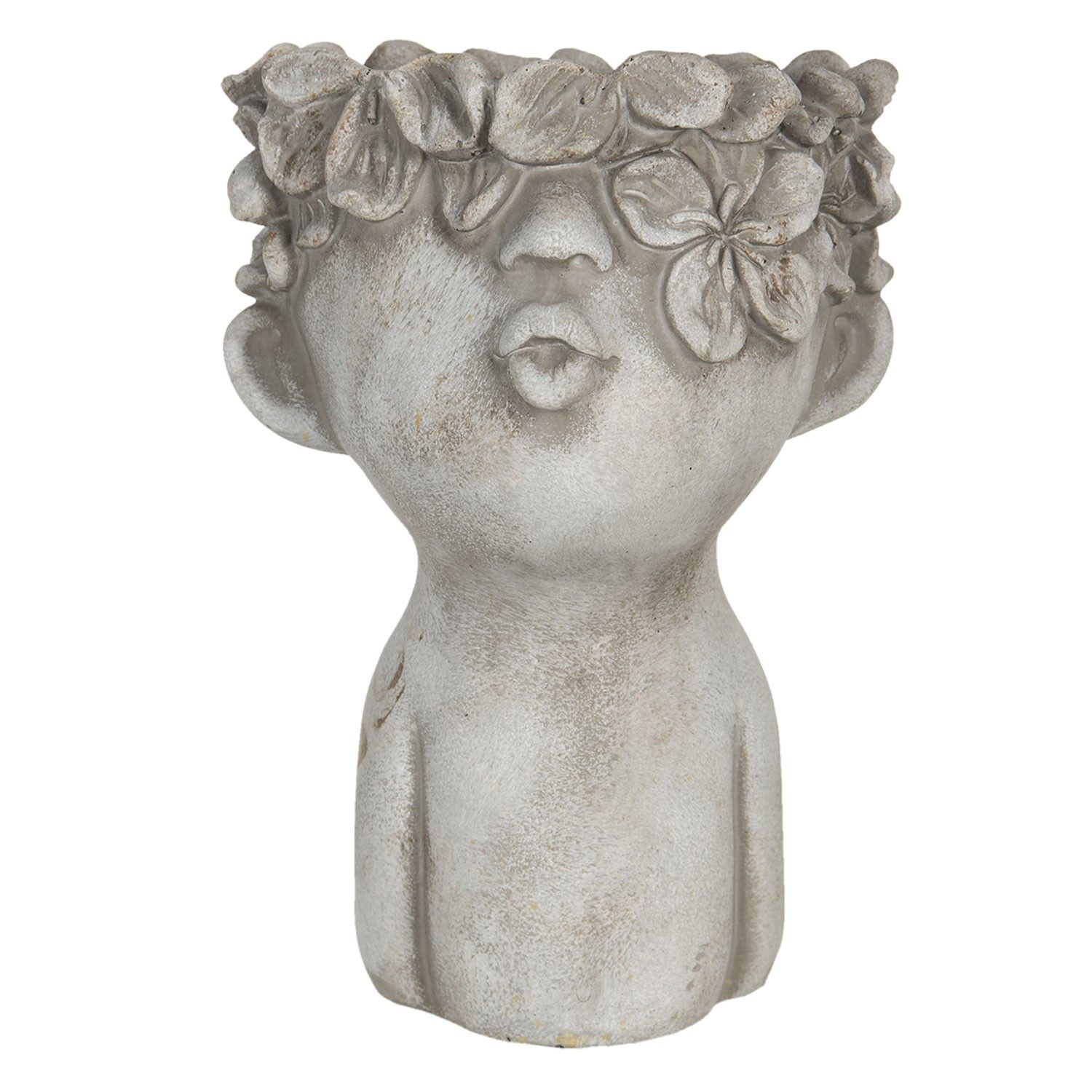 Obal na květináč v designu busty s květinovým věncem Tete - 17*17*25 cm Clayre & Eef - LaHome - vintage dekorace