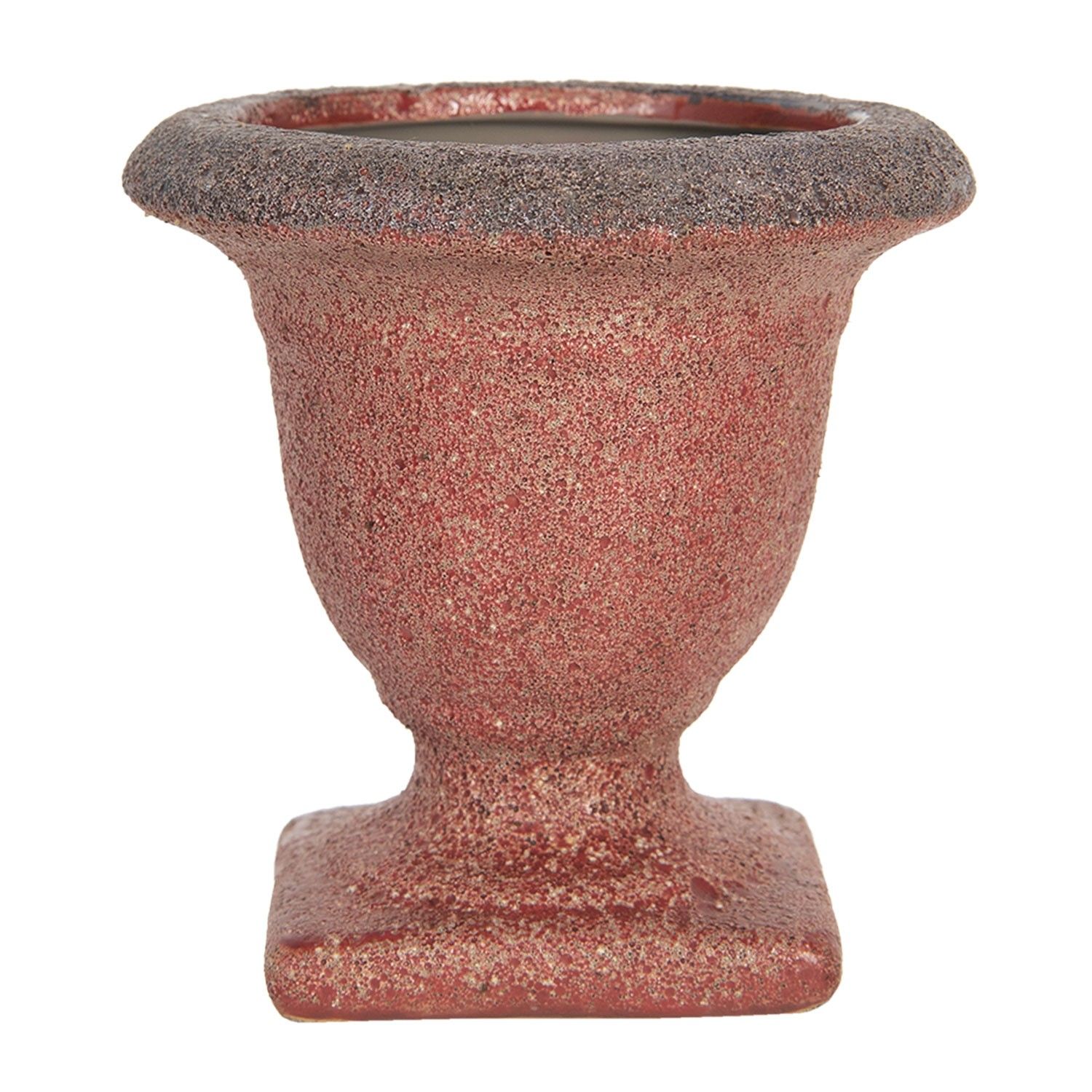 Červený keramický květináč s patinou Tasse – Ø 12*12 cm Clayre & Eef - LaHome - vintage dekorace