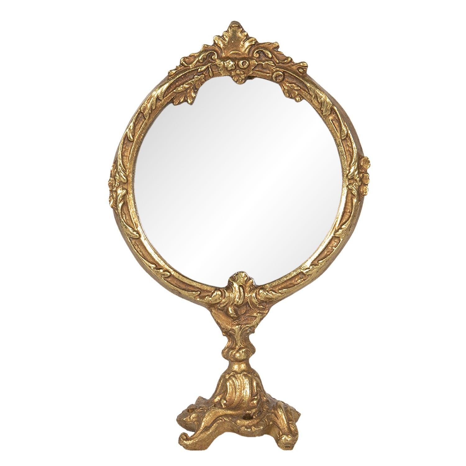 Stolní zrcadlo ve zlatém antik rámu Mireio - 12*6*19 cm Clayre & Eef - LaHome - vintage dekorace