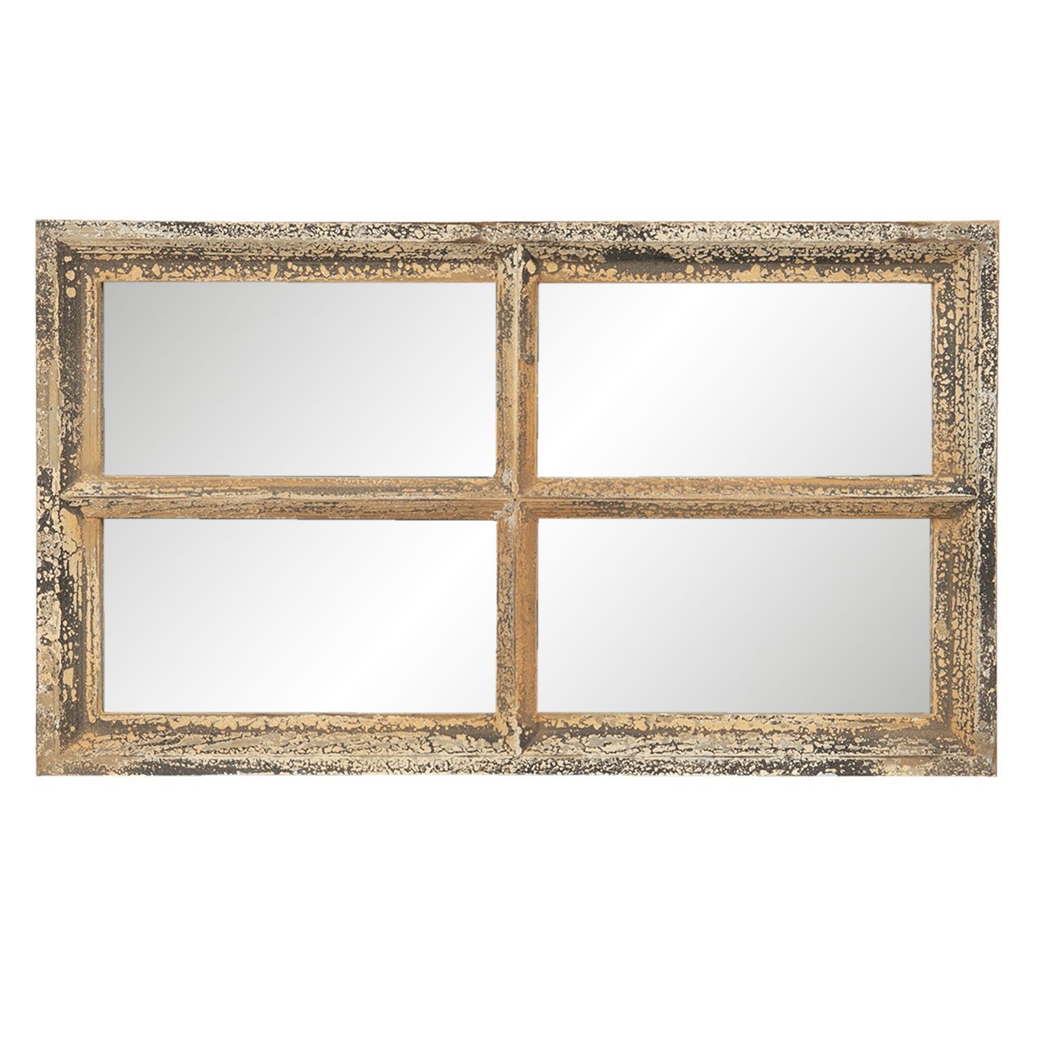 Nástěnné zrcadlo v designu okna s patinou Trystan - 36*3*62 cm Clayre & Eef - LaHome - vintage dekorace