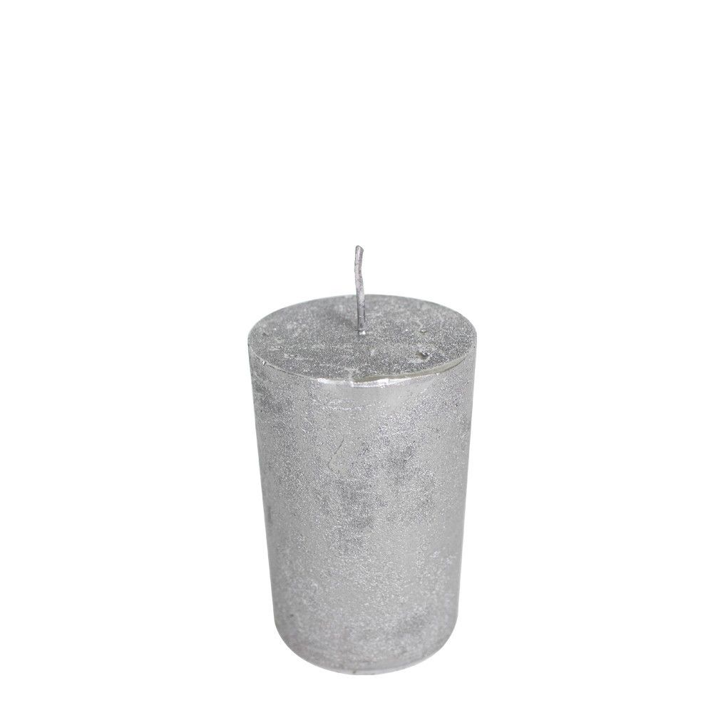 Stříbrná nevonná svíčka S válec  - Ø 5*8cm Mars & More - LaHome - vintage dekorace