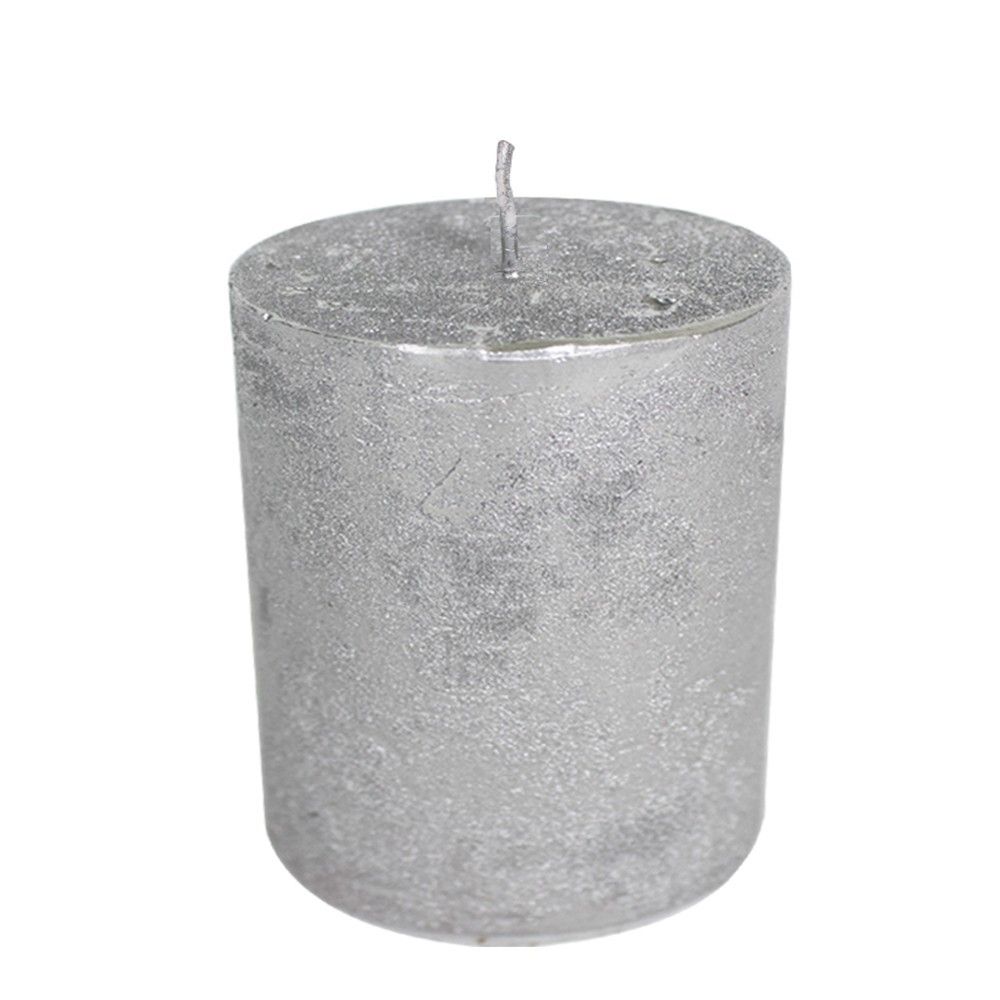 Stříbrná nevonná svíčka XL válec  - Ø 10*15cm Mars & More - LaHome - vintage dekorace
