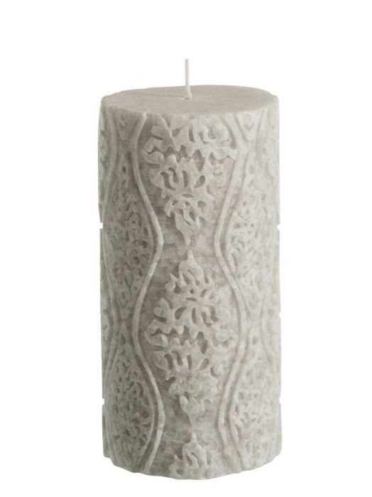 Mintová válcovitá svíčka s ornamenty - Ø7,5*15cm  J-Line by Jolipa - LaHome - vintage dekorace