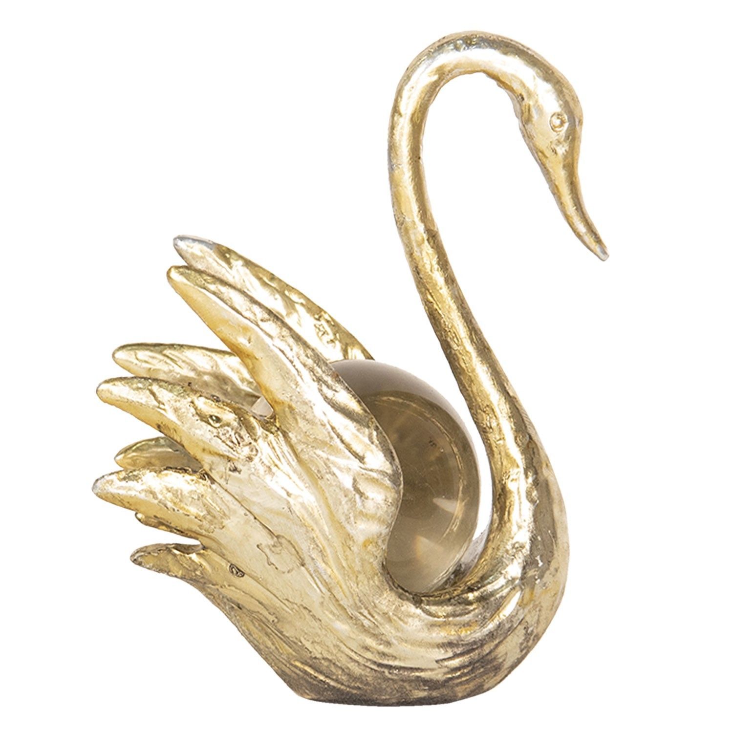 Dekorační socha Zlatá labuť - 10*7*13 cm Clayre & Eef - LaHome - vintage dekorace