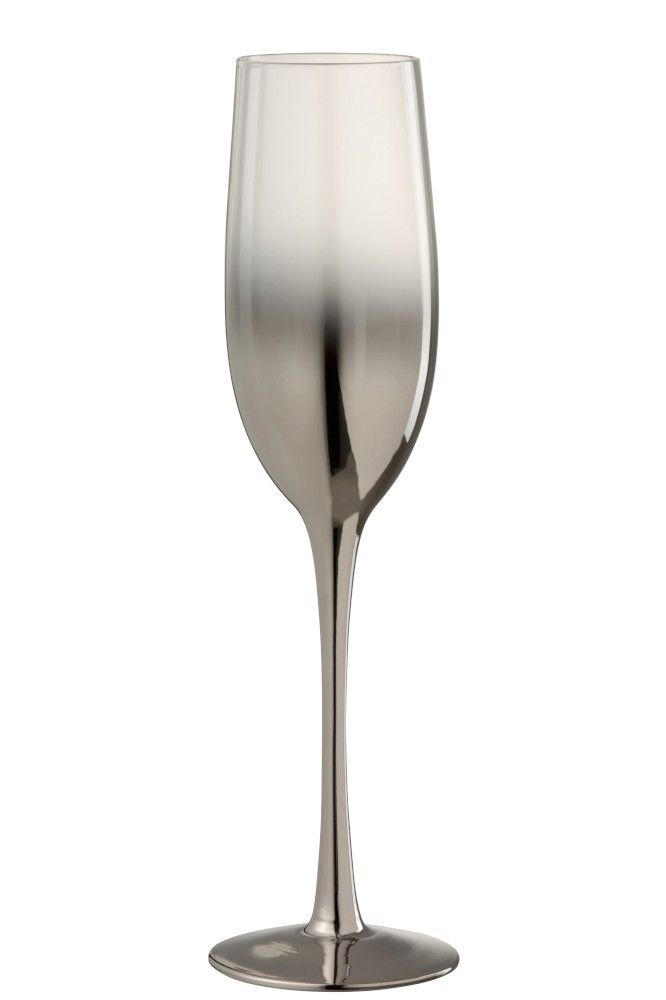 Sklenička na šampaňské Silver Glass - Ø 7*25 cm J-Line by Jolipa - LaHome - vintage dekorace