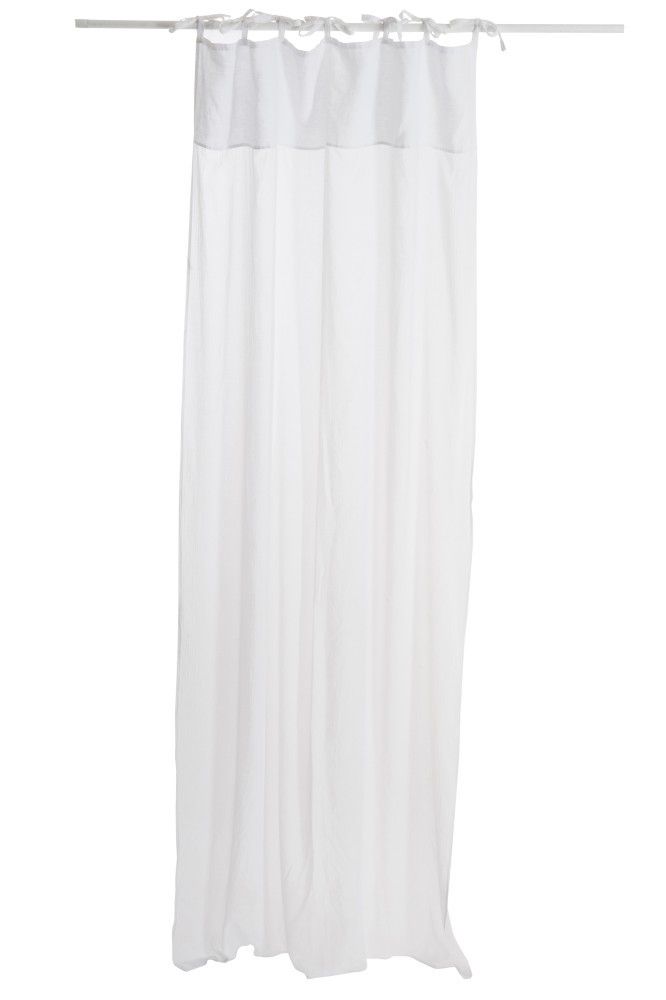 Bílý bavlněný voál / záclona na zavazování - 140*290cm J-Line by Jolipa - LaHome - vintage dekorace