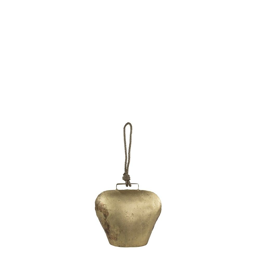 Zlatý antik plechový zvonek ve tvaru kravského zvonu - 9*5*10cm Mars & More - LaHome - vintage dekorace