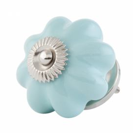 Modrá keramická úchytka Květina - Ø 4 cm Clayre & Eef
