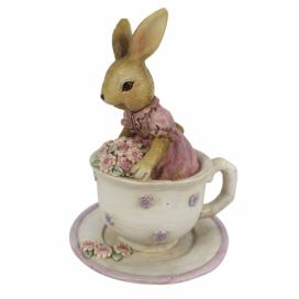 Dekorace králičí slečny v čajovém šálku - 8*8*11 cm Clayre & Eef