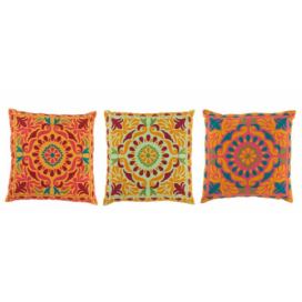Set 3 barevných bavlněných polštářů Orient  - 48*48*11 cm J-Line by Jolipa LaHome - vintage dekorace