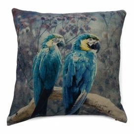 Sametový polštář s papoušky modrá Ara - 45*45*15cm Mars & More LaHome - vintage dekorace