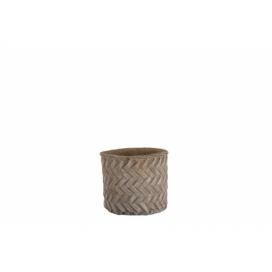 Taupe cementový květináč - design tkaného květináče  M - Ø 16,5*15 cm J-Line by Jolipa