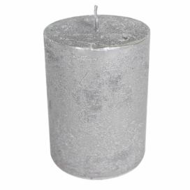 Stříbrná nevonná svíčka XXL válec  - Ø 10*20cm Mars & More