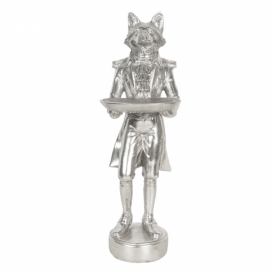 Stříbrná dekorační soška lišky - 19*14*44 cm Clayre & Eef