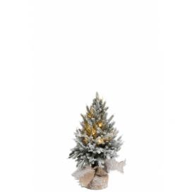 Zasněžený vánoční stromek v jutě se světýlky - Ø 17*45cm J-Line by Jolipa
