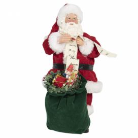 Vánoční dekorace Santa s pytlem vánočních dárků - 17*13*28 cm Clayre & Eef