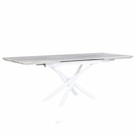 Rozkládací jídelní stůl s mramorovým efektem 160/200x90 cm bílý MOIRA