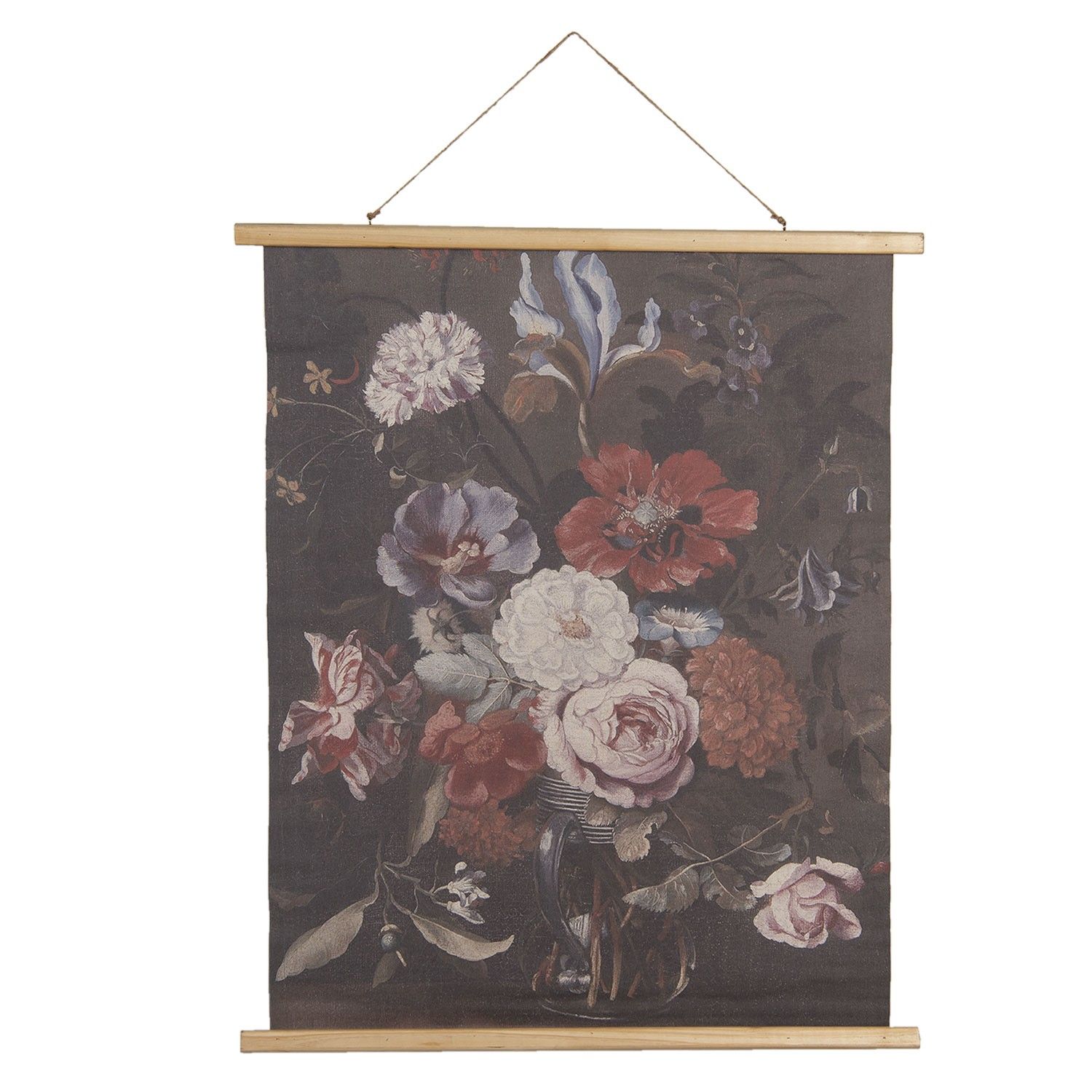 Nástěnný plakát s malbou zátiší vlčích máků, tulipánů, karafiátu a dalších květin - 80*2*100 cm Clayre & Eef - LaHome - vintage dekorace