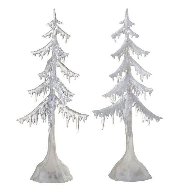 2 svítící vánoční stromky -  14*14*38cm J-Line by Jolipa - LaHome - vintage dekorace