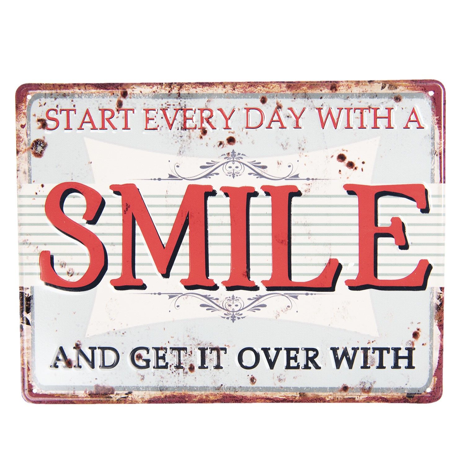 Kovová nástěnná cedule SMILE - 25*20 cm Clayre & Eef - LaHome - vintage dekorace