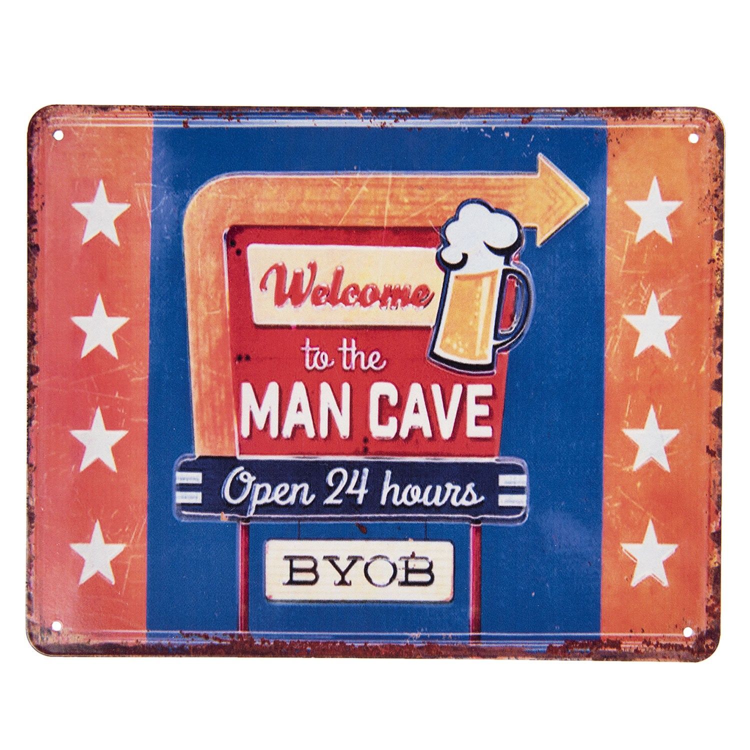 Plechová cedule Welcome to the Man Cave - 30*1*40 cm Clayre & Eef - LaHome - vintage dekorace