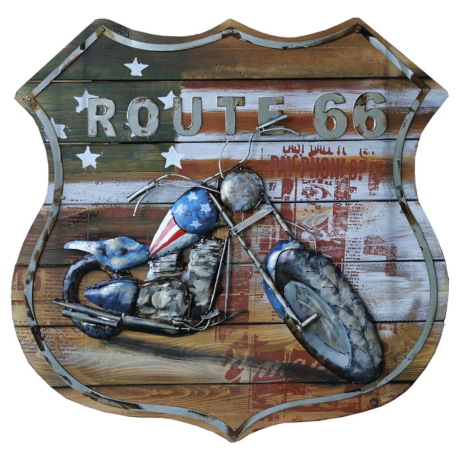 Nástěnný obraz Moto route 66 - 60*5.5*60 cm Clayre & Eef - LaHome - vintage dekorace