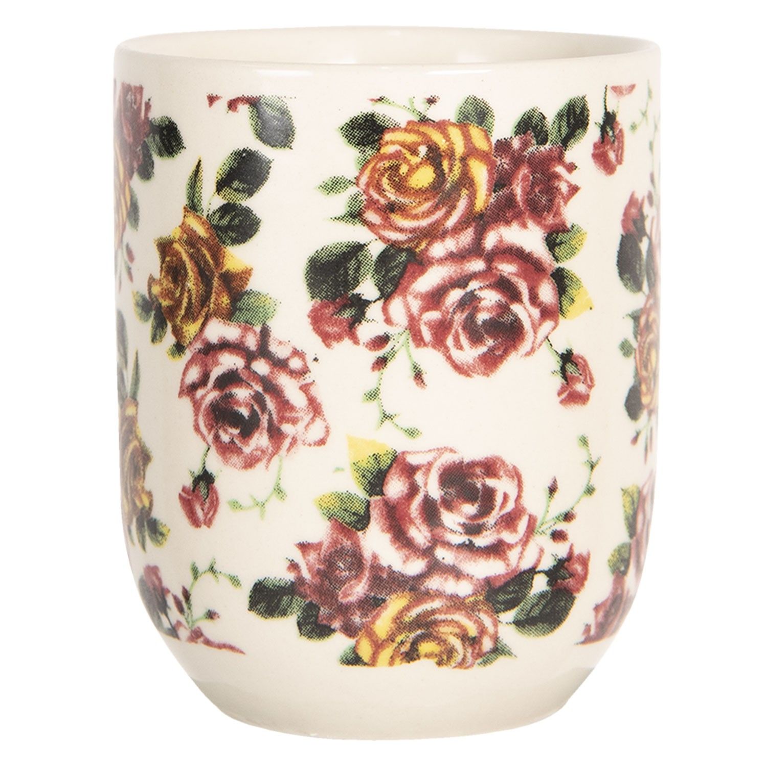 Porcelánový kalíšek na čaj s květy růží - ∅ 6*8 cm / 0,1L Clayre & Eef - LaHome - vintage dekorace