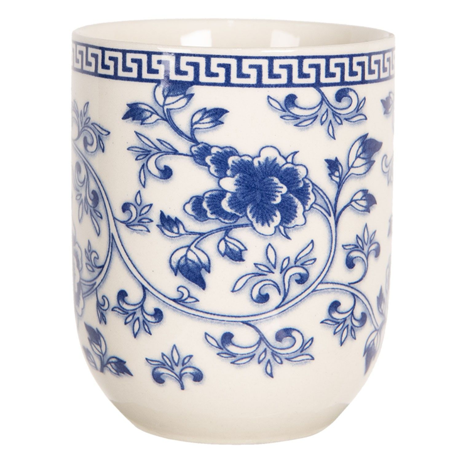 Porcelánový kalíšek na čaj s modrými květy - ∅ 6*8 cm / 0,1L Clayre & Eef - LaHome - vintage dekorace