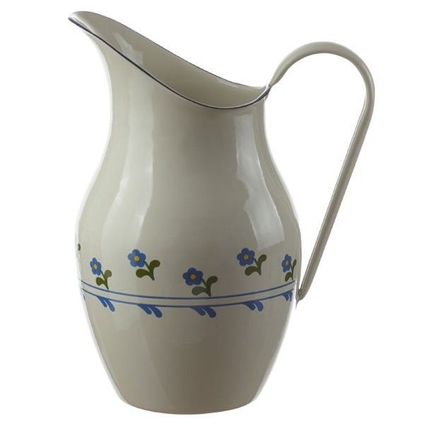 Krémový smaltovaný džbán s květy Flower- 20*26cm - 2.5L Münder Email - LaHome - vintage dekorace