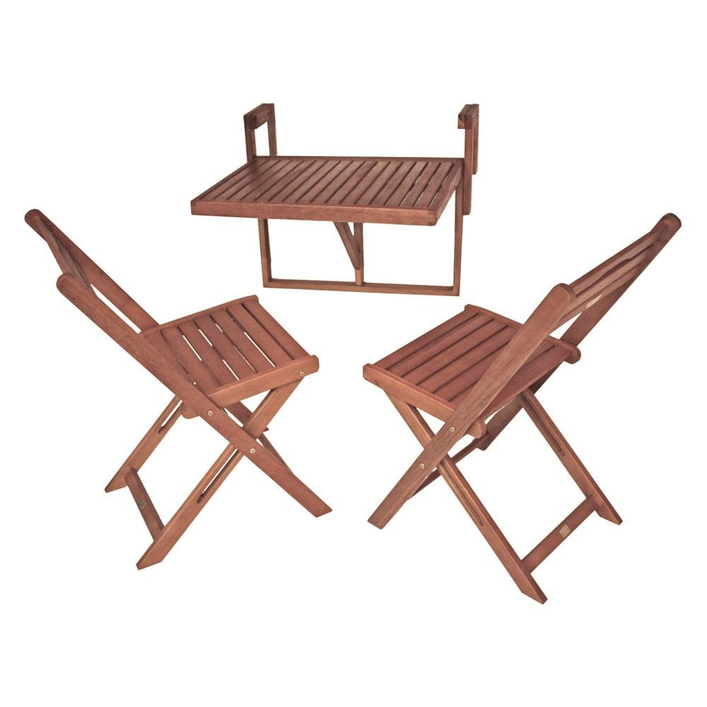 Set 2 židlí a závěsného stolku z eukalyptového dřeva Garden Pleasure Balcony Berkeley - Bonami.cz