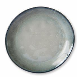 Tyrkysovo šedý ručně tvarovaný dezertní talíř Home Chef - 20*19*2,3cm    HKLIVING