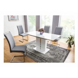 Komplet Stůl rozkládací Dallas (110150)X75 Bílý lak + 4 Židle H441 šedý čal. 97