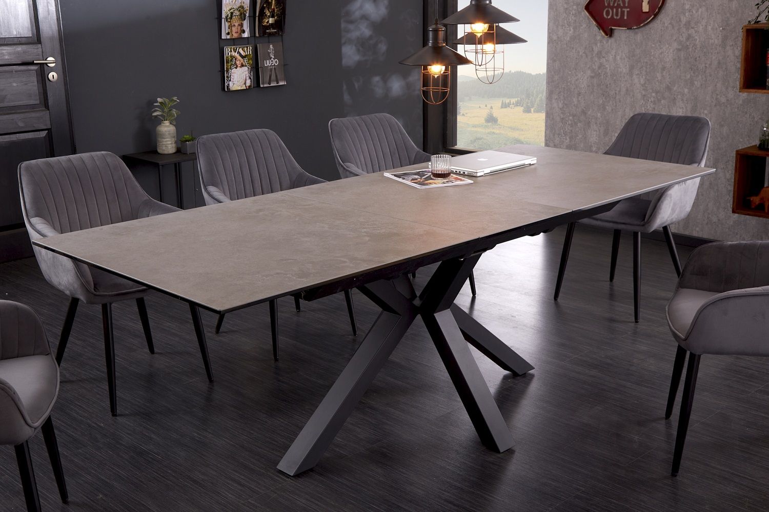 LuxD Designový jídelní stůl Age 180-225 cm keramika beton - Estilofina-nabytek.cz