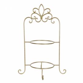 Zlatý kovový ozdobný stojan na talíře dvoupatrový - 38*30*57 cm Clayre & Eef