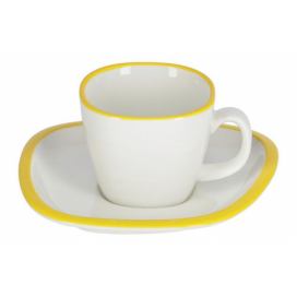 Bílo žlutý porcelánový šálek a podšálek Kave Home Odalin 90 ml
