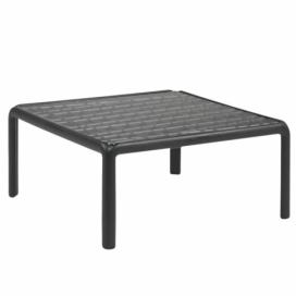 Nardi Antracitově šedý plastový zahradní konferenční stolek Komodo Tavolino Vetro 70 x 70 cm