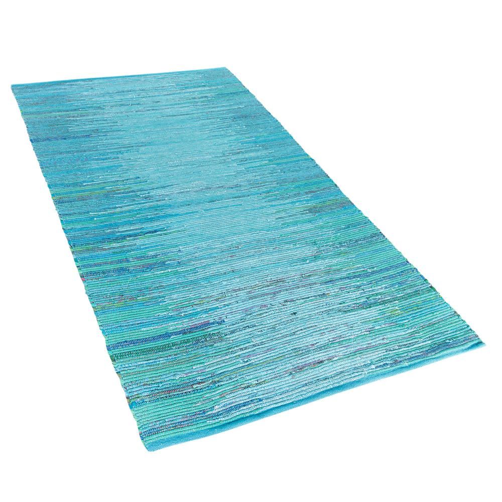 Modrý tkaný bavlněný koberec 80x150 cm MERSIN - Beliani.cz